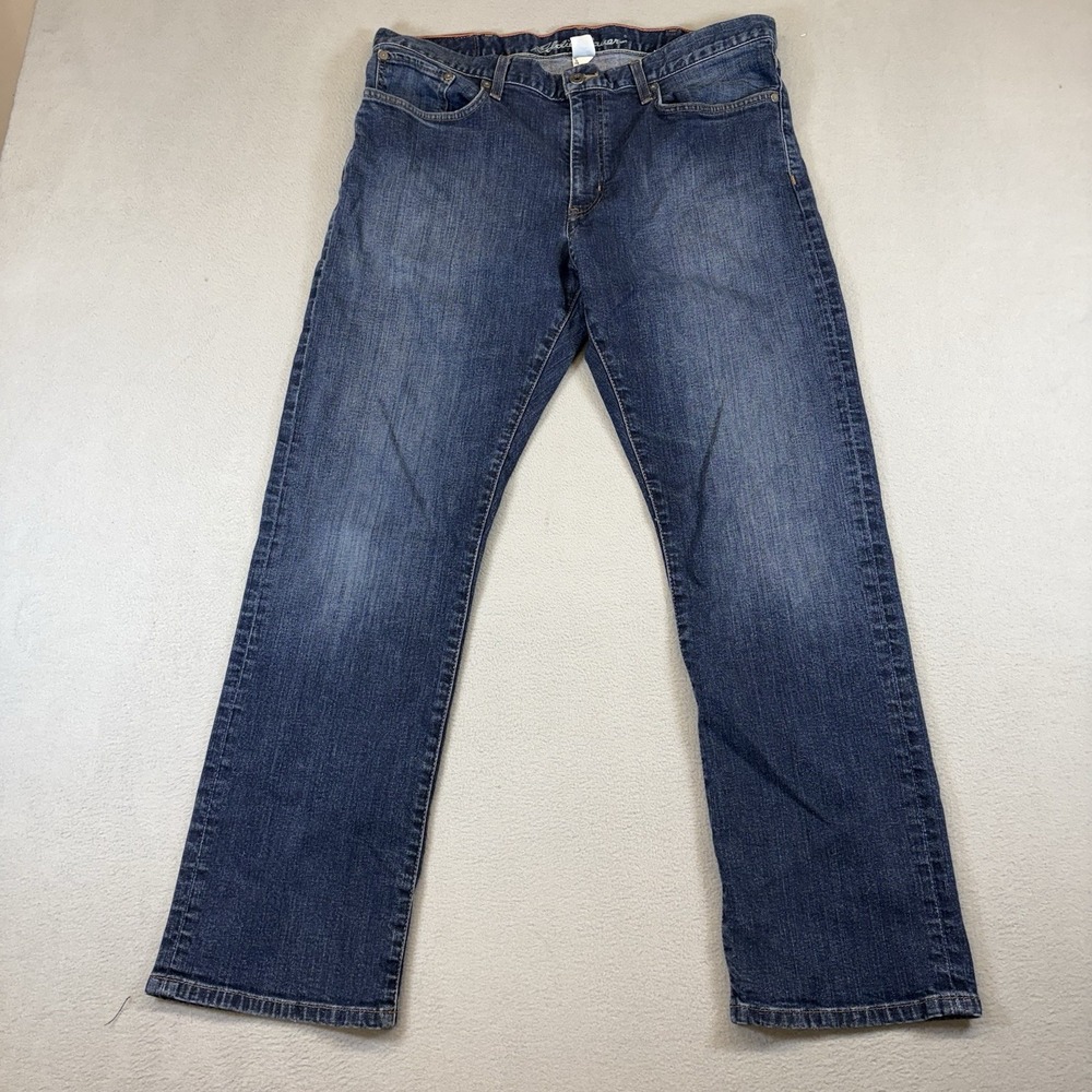 Eddie Bauer Jeans Mens 36x30 Straight Fit Blue Stretch Denim 5 Pocket